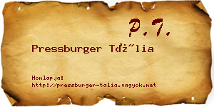 Pressburger Tália névjegykártya